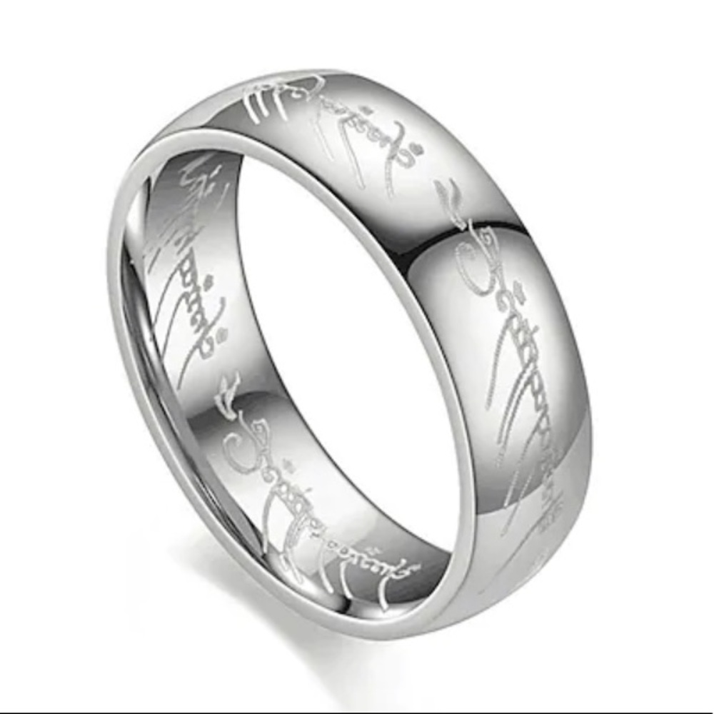 Men’s Titanium Steel Lord of The Rings “The One Ring” In Elvish Engraving